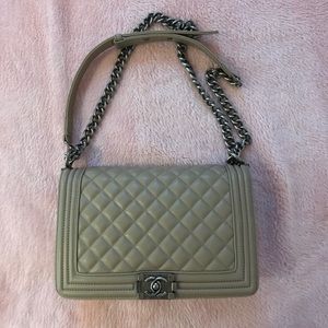 VERY USED Chanel Beige Boy Bag Large